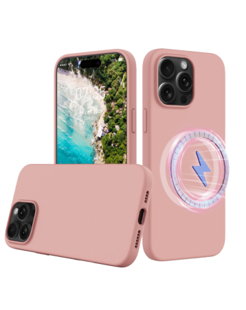 Soft Solid Silicone Case with Wireless Charging - PINK for iPhone 16 Pro Max (Only Ground Shipping)