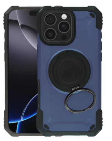 Hybrid Tuff Case with Magnetic Kickstand (DARK BLUE) for iPhone 16 Pro Max (Only Ground Shipping)
