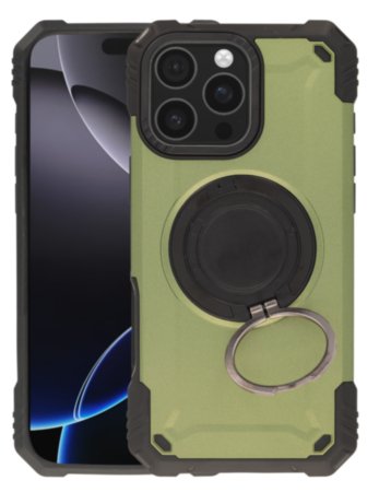 Hybrid Tuff Case with Magnetic Kickstand (ARMY GREEN) for iPhone 16 Pro Max (Only Ground Shipping)