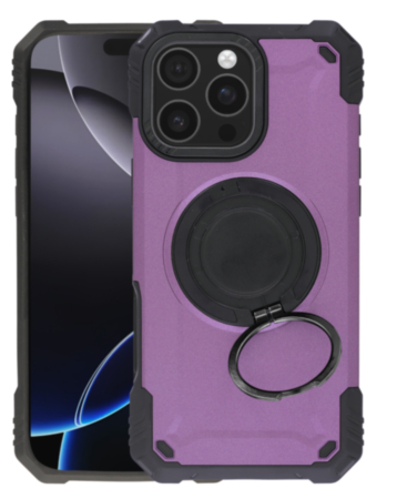 Hybrid Tuff Case with Magnetic Kickstand (PURPLE) for iPhone 16 Pro Max (Only Ground Shipping)