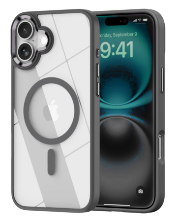 Shiny Magnetic Clear Cases - (BLACK) for iPhone 16e / 17e (Only Ground Shipping)