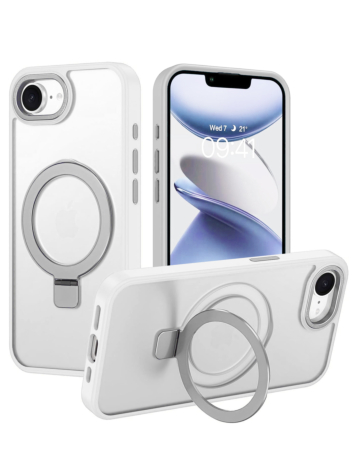 Carbon Wireless Charging Case with Ring Stand - (CLEAR) for iPhone 16e / 17e (Only Ground Shipping)