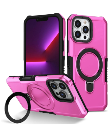 Hard PC Shockproof Case w /Ring Holder - PINK for iPhone 16 Pro (Only Ground Shipping)