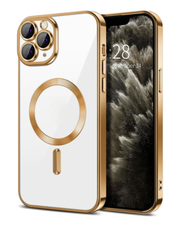 Shiny Wireless Charging Clear Case - GOLD for iPhone 16 Pro (Only Ground Shipping)