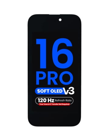 OLED Assembly for iPhone 16 Pro (True Tone Programming and IC Transfer NOT REQUIRED) (Aftermarket QV8 V3 / Soft / 120HZ)