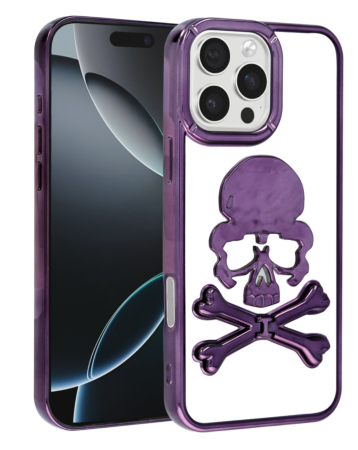 Transparent Skull Design Case - PURPLE for iPhone 16 Pro / 17 (Only Ground Shipping)