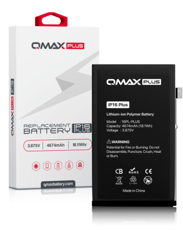 QMAX Plus Replacement Battery for iPhone 16 Plus (4674 mAh) (Only Ground Shipping)