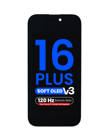 OLED Assembly for iPhone 16 Plus (True Tone Programming and IC Transfer NOT REQUIRED) (Aftermarket QV8 V3 / Soft / 120HZ)