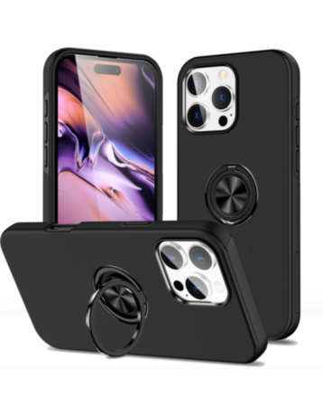 Dual Layer Case with Magnetic Ring - BLACK for iPhone 16 Pro Max (Only Ground Shipping)