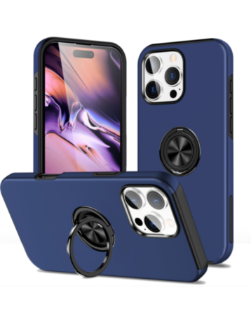 Dual Layer Case with Magnetic Ring - NAVY BLUE for iPhone 16 Pro Max (Only Ground Shipping)