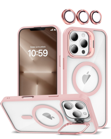 Transpalet Silicone case & Camera stand with Camera Lens - PINK for iPhone 16 Pro Max (Only Ground Shipping)