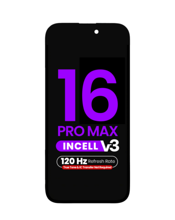 LCD Assembly for iPhone 16 Pro Max (True Tone Programming and IC Transfer NOT REQUIRED) (Aftermarket Incell / QV7 V3 / 120HZ)