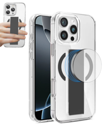 Hard Clear Case with MagGrip for iPhone 16 Pro Max (BLACK) (Only Ground Shipping)