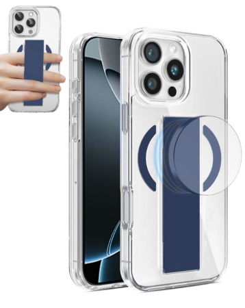 Hard Clear Case with MagGrip for iPhone 16 Pro Max (BLUE) (Only Ground Shipping)