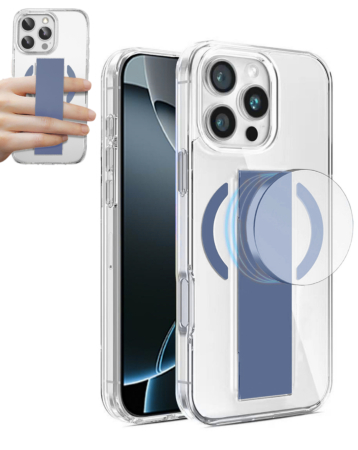 Hard Clear Case with MagGrip for iPhone 16 Pro Max (LIGHT BLUE) (Only Ground Shipping)