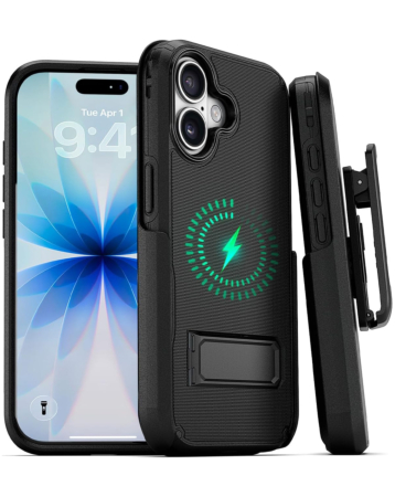 Dual Layer Hybrid Case and Belt Clip Holster - BLACK for iPhone 17 (Only Ground Shipping)