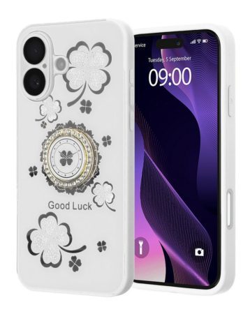 Luxury Diamond Shiny Cases with Ring - WHITE for iPhone 17 (Only Ground Shipping)