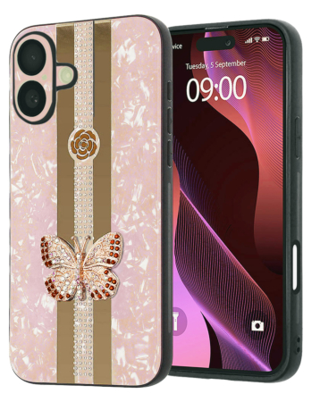 Luxury Diamond Shiny Cases with Butterfly Design - GOLD for iPhone 17 (Only Ground Shipping)