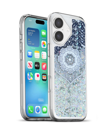 Liquid Quicksand Glitter Cover Case - ETHNIC FLOWERS for iPhone 17 (Only Ground Shipping)