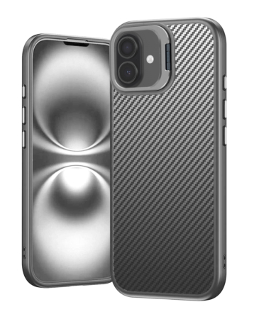 Luxury Carbon Fiber Textured Case - GRAY for iPhone 17 (Only Ground Shipping)