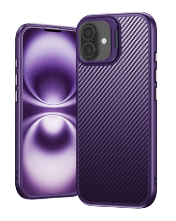 Luxury Carbon Fiber Textured Case - PURPLE for iPhone 17 (Only Ground Shipping)