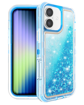 Protective Glitter Liquid Bumper Case - BLUE for iPhone 17 (Only Ground Shipping)