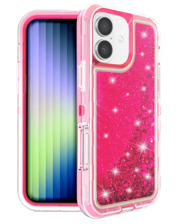 Protective Glitter Liquid Bumper Case - HOT PINK for iPhone 17 (Only Ground Shipping)