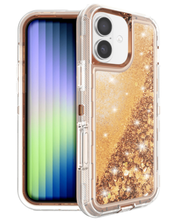 Protective Glitter Liquid Bumper Case - ROSE GOLD for iPhone 17 (Only Ground Shipping)