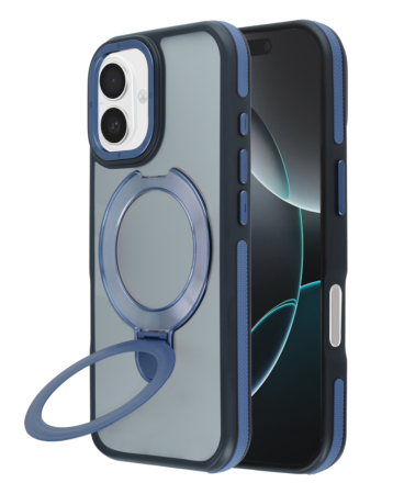 Matte Transparent Case with Wireless Charging Kickstand - BLUE for iPhone 17 (Only Ground Shipping)