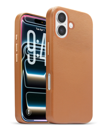 New Leather Case with Wireless Charger - DARK ORANGE for iPhone 17 (Only Ground Shipping)