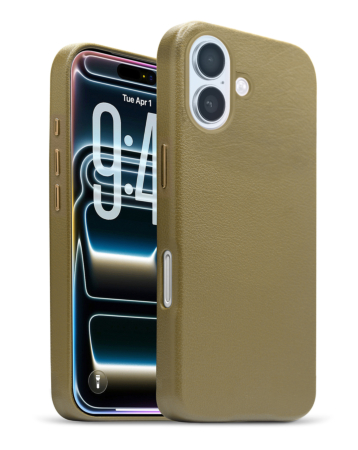 New Leather Case with Wireless Charger - LIGHT BROWN for iPhone 17 (Only Ground Shipping)