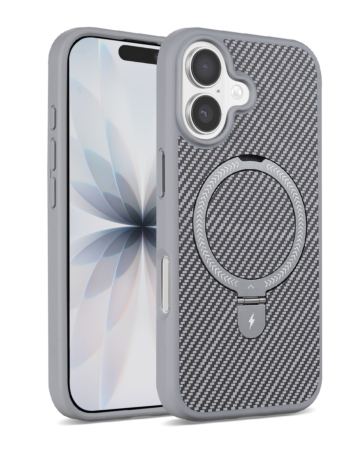 Magnetic Kickstand Case with Carbon Fiber -BROWN for iPhone 17 (Only Ground Shipping)