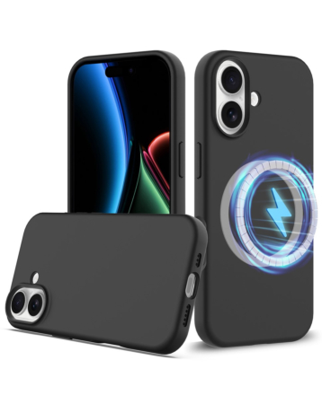 Soft Solid Silicone Case with Wireless Charging - BLACK for iPhone 17 (Only Ground Shipping)
