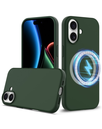 Soft Solid Silicone Case with Wireless Charging - GREEN for iPhone 17 (Only Ground Shipping)