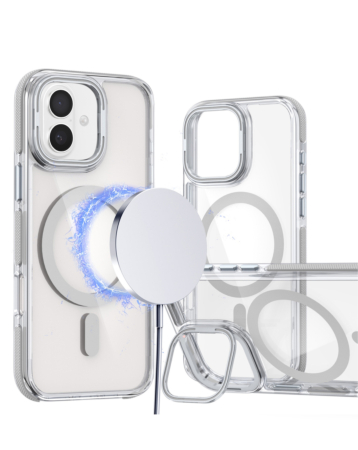 Thin Magnetic Clear Case with Camera Stand Kickstand - CLEAR for iPhone 17 (Only Ground Shipping)