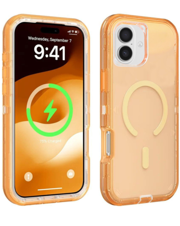 Wireless Charging Transparent Shockproof Case - ORANGE for iPhone 17 (Only Ground Shipping)