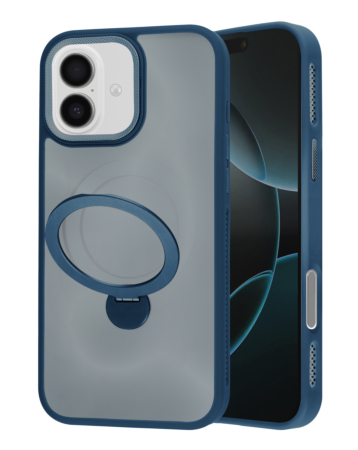 Luxury Matte Hard Magnetic Ring Holder Case - BLUE for iPhone 17 (Only Ground Shipping)