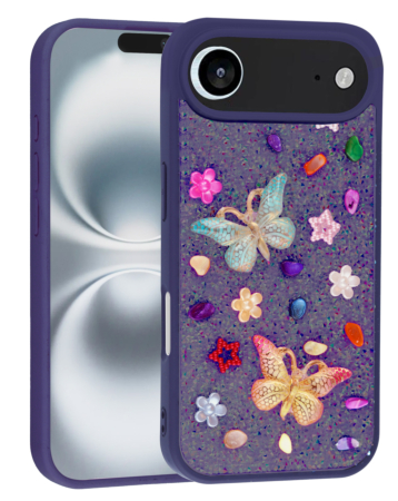 Butterfly Glitter Rhinestone Case - DARK PURPLE for iPhone Air (Only Ground Shipping)