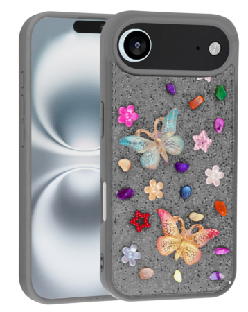 Butterfly Glitter Rhinestone Case - GRAY for iPhone Air (Only Ground Shipping)