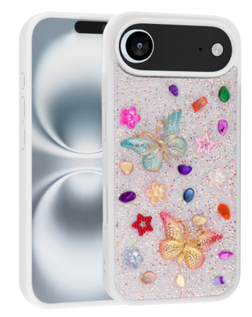 Butterfly Glitter Rhinestone Case - WHITE for iPhone Air (Only Ground Shipping)