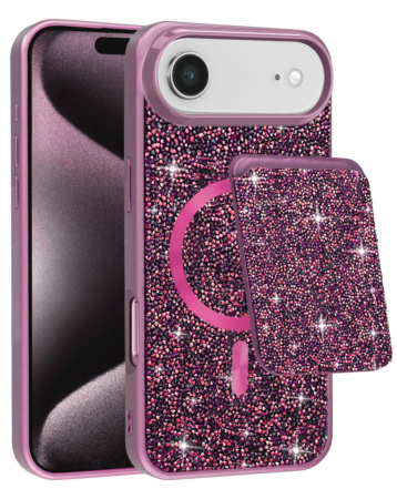 Magnetic Diamond Dual Layer Protection Case with Magnetic Card Slot- PURPLE for iPhone Air (Only Ground Shipping)
