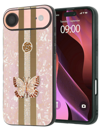 Luxury Diamond Shiny Cases with Butterfly Design - GOLD for iPhone 17 Pro (Only Ground Shipping)