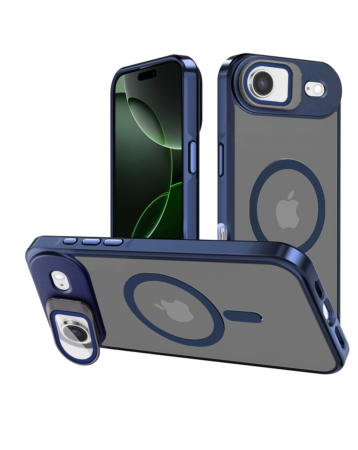 Slim Transparent Camera Stand Case with Wireless Charging - NAVY BLUE for iPhone Air (Only Ground Shipping)