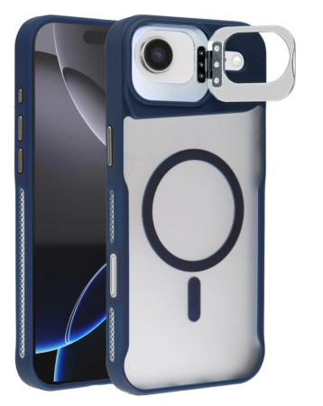 Matte Transparent Camera Stand Case with Wireless Charging for iPhone Air (BLUE) (Only Ground Shipping)