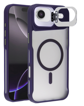 Matte Transparent Camera Stand Case with Wireless Charging for iPhone Air (PURPLE) (Only Ground Shipping)
