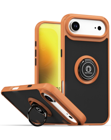 Hard PC Rear / Soft TPU Colorful Border Case with I-ring Holder - ORANGE for iPhone AIR (Only Ground Shipping)