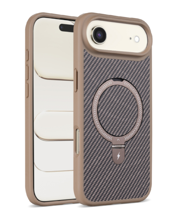 Magnetic Kickstand Case with Carbon Fiber -BROWN for iPhone Air (Only Ground Shipping)