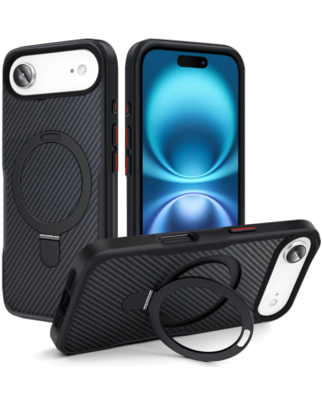 Carbon Fiber Magnetic Kickstand Case - BLACK for iPhone Air (Only Ground Shipping)