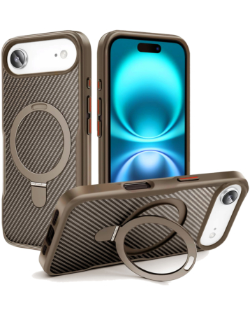 Carbon Fiber Magnetic Kickstand Case - GOLD for iPhone Air (Only Ground Shipping)