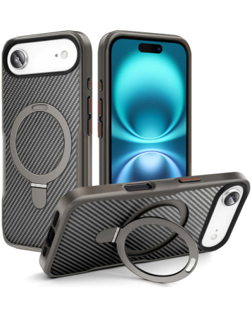 Carbon Fiber Magnetic Kickstand Case - GRAY for iPhone Air (Only Ground Shipping)